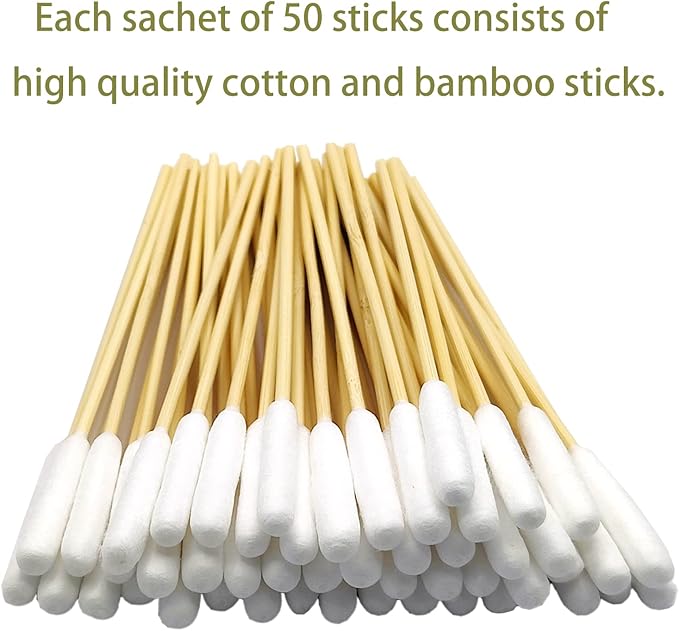 Dog Ear Swabs Bulk Pack 800 Count – 6 Inch Bamboo Cotton Swabs for Dogs & Cats, Lint-Free Large Absorbent Heads for Professional Grooming & Multi-Pet Homes, Refill Pack (16 Resealable Packs)