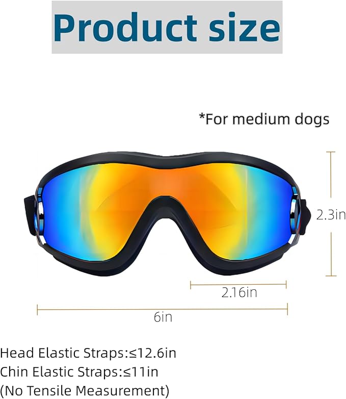 SANPLMG Dog Soft Cute Sunglasses,Pet Goggles,Flexible Frame,Wind Proof,Dust Proof,Eye Protection,with Adjustable Straps,for Medium Dogs,for Long Snout Dogs Cycling,Ski,Motorcycle (1 Pack) (Black/red)