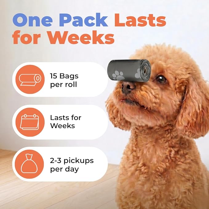 Best Pet Supplies Dog Poop Bags for Waste Refuse Cleanup, Doggy Roll Replacements for Outdoor Puppy Walking and Travel, Leak Proof and Tear Resistant, Thick Plastic - Gray, 240 Bags