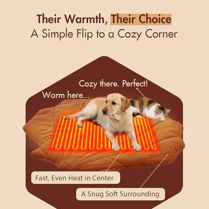 Vagascape Dog Bed, Waterproof Pet Bed with Washable Removable Cover, Comfort Cat Dog Pad for All Seasons, Heating Red Shell Shape Cat Mat with Nonskid Bottom(47"x37")