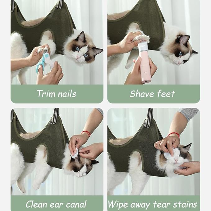 Pet Grooming Hammock – Breathable Mesh Cat & Dog Sling for Nail Trimming, Ear Cleaning & Bathing, Secure Suspension Helper for Small to Medium Pets (Size M, 20-29.5 lbs)