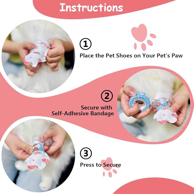 Disposable Dog Booties for Dogs Cats Paw Protector,Waterproof and Breathable with Adjustable Bandage,32Pcs Pet Booties for Small Medium Large Dogs Indoor & Outdoor Use(M,Paw Width:1.78~2.56inches)
