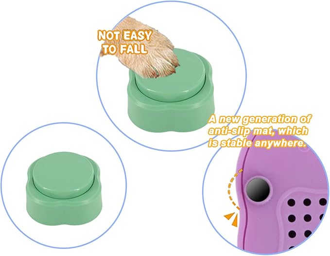 Dog Button for Communication Button Recordable Training Buzzers Stickers Mat Set Perfect for Family Game Talking Button for Dogs Cats to Communicate Small with Mat Stickers Set