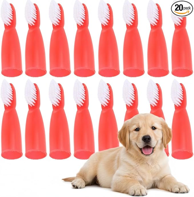 Veemoon 20pcs Finger Toothbrush Gloves Toothbrush Prison Teethbrush with Finger Sleeve Portable Mini Fingerbrush for Pet Dog Cat Teeth Clean