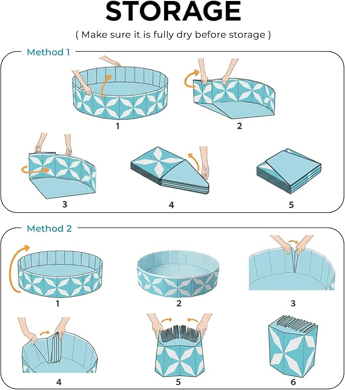 Foldable Dog Pool for Large Dogs, Kiddie Pool Hard Plastic Collapsible Dog Pool, Heavy Duty 0.5mm PVC with Non-Slip Bottom, Portable Kiddie Pool for Dogs, Pet Bath Tub for Backyard Summer, BL 47“
