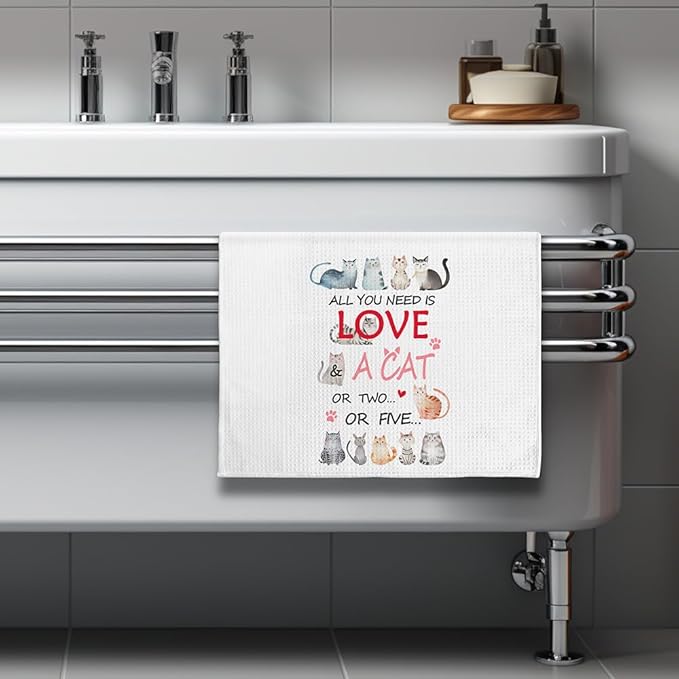 Cat Kitchen Towels - Quick-Dry Kitchen Hand Towels Decorative, Diverse Cat Gathering Art Decorative Dish Towel for Devoted Pet Moms | Tea Towel Home Accent & Heartfelt Mantra Gift for Feline Ladies
