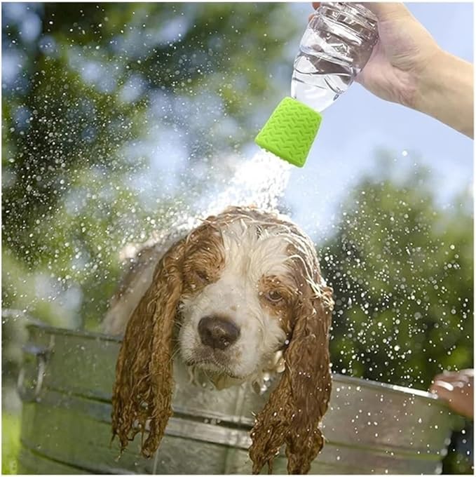 Portable Silicone Pet Shower Head - 2/3pcs for Easy Dog and Cat Bathing, Compatible with Most Bottles(Green)