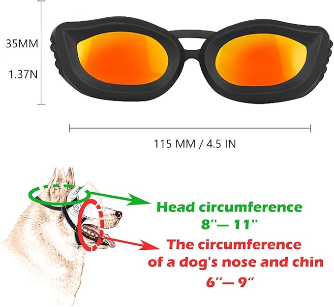 Dog Goggles Small Breed, UV/Wind/Dust/Fog Protection Pet Sunglasses with Adjustable Strap,Outdoor Dog Sunglasses for Small Dogs,Easy Wear