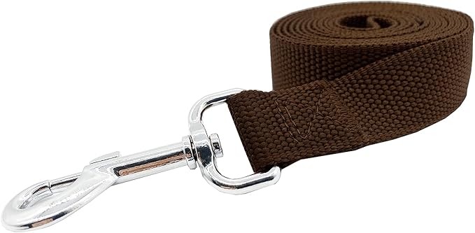 Nylon Dog Training Leash, Traction Rope, 4Ft /5 Foot /6 Feet Long, 5/8 inch 3/4 Inch 1 Inch Wide, for Small and Medium Dogs (1'' x 12 FT, Brown)