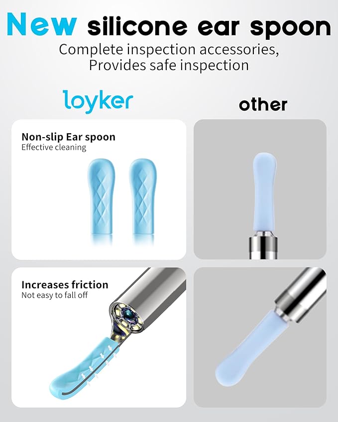 Loyker Ear Wax Removal, Ear Cleaner with Camera with 1080P, Otoscope with Light, Ear Wax Removal Kit with 6 Ear Pick, Ear Camera for iPhone, iPad, Android Phones (Blue)
