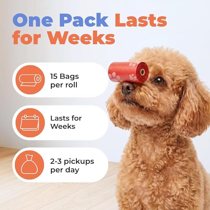 Best Pet Supplies Dog Poop Bags for Waste Refuse Cleanup, Doggy Roll Replacements for Outdoor Puppy Walking and Travel, Leak Proof and Tear Resistant, Thick Plastic - Red, 240 Bags