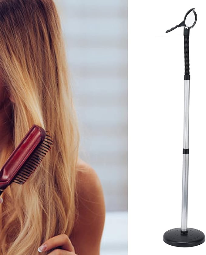 Hands Free Hair Dryer Stand with 360 Degree Rotation Gooseneck Adjustable Height Heavy Duty Base for Home Salon Use