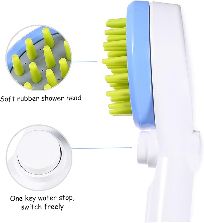 Milisten Eco Friendly Pet Shower Sprayer with Hose Multifunctional Dog Bath Brush for Massage Shampoo Saving Handheld Sprinkler Suitable for Long Haired Dogs and Cats