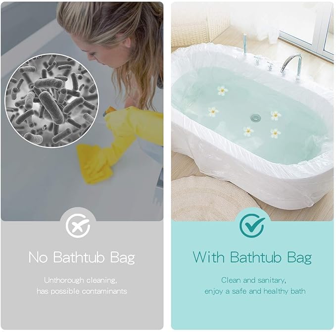 AGPTEK 12 Pack Disposable Bathtub Cover Liner, Large Bathtub Liner Plastic Bag for Salon, Household and Hotel Bath Tubs (102 x47 Inch)