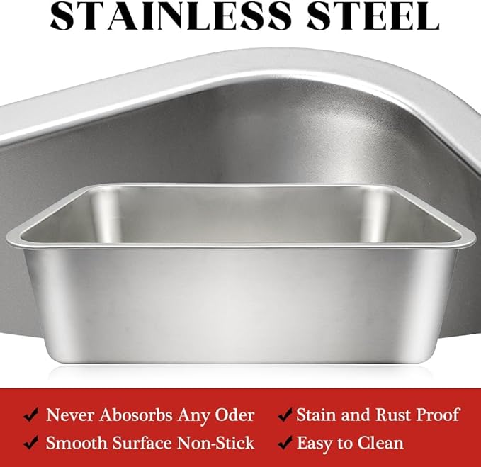 Stainless Steel Cat Litter Box, Large (24" x 16" x 6"), Metal for Kitty and Rabbits, No Odor Left & Non Stick Surface