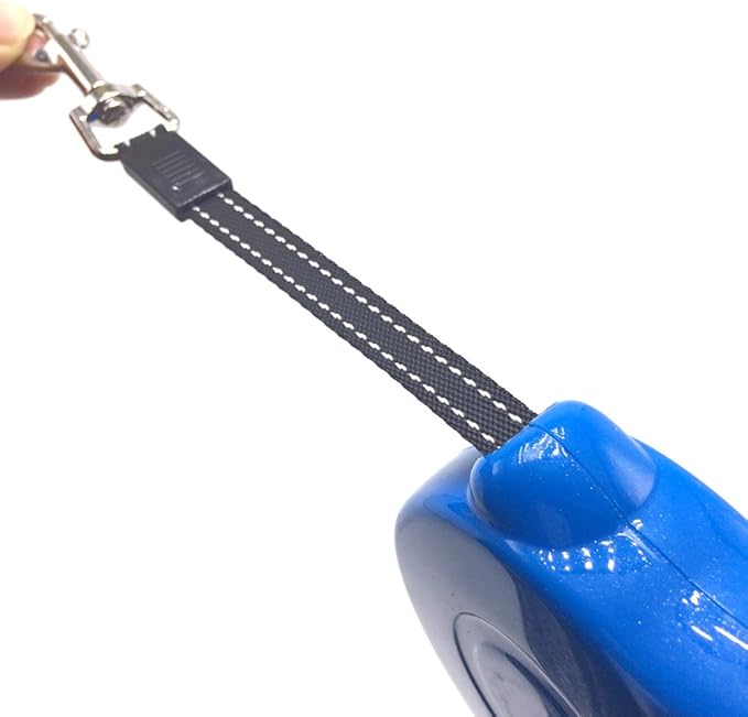 Retractable Dog Leash with Nylon Ribbon Lead for Small & Medium Breeds, Durable, No Tangle, 10-feet Long, Supports up to 25-Pound (Small, Blue)