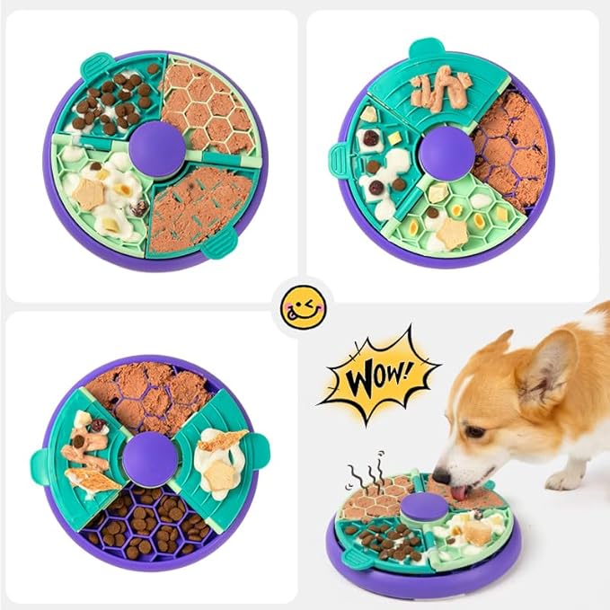3-in-1 Slow Feeder, Interactive Puzzle Toy & Lick Mat– Calming Enrichment for Small/Medium/Larger Dogs,Non-Slip Design, Holds 2 Cup of Wet or Dry Food, 8.2 in x 8.2 in