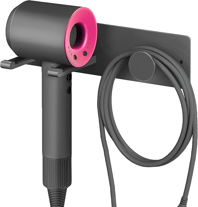 XIGOO Self Adhesive Hair Dryer Holder Wall Mounted-Bathroom Hair Blow Dryer Rack Organizer Compatible with Supersonic Hair Dryers, Matte Black