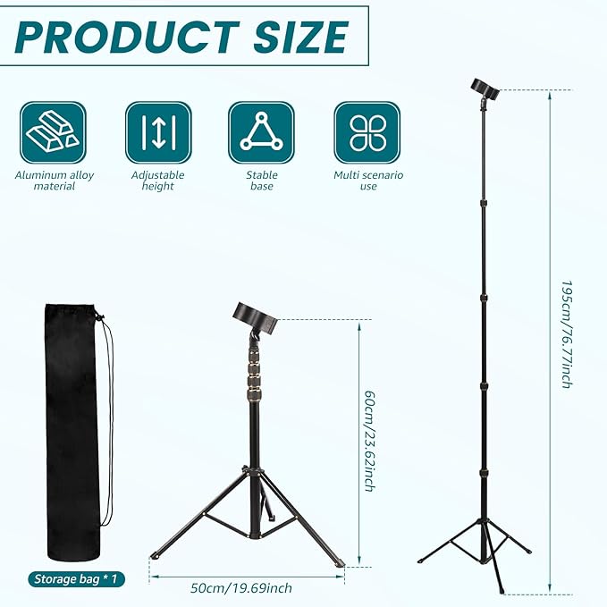 Hair Dryer Stand, 23.6-76.7 inch Hands Free Hair Dryer Stand Holder, Adjustable Blow Dryer Holder, 180 Degree Rotating Blow Dryer Floor Stand with Storage Bag for Women Pets