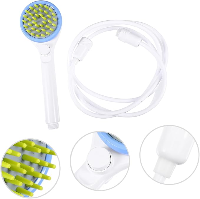 Abaodam Dog Shower Sprayer with Hose and Massage Brush Abs Pet Bathing Tool for Long Hair Rain Like Stream for Gentle Rinse and Easy One Hand Control