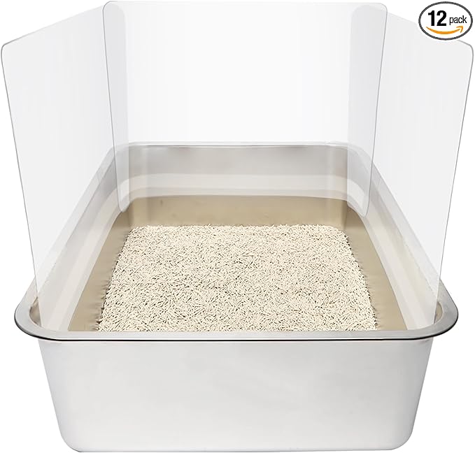 YOILES 12PCS Cat Litter Box Pee Shields,Transparent Easy Clean Splash Guard for Open Top Litter Pan 14.5×11.5in- Litter Box Not Included (12, Clear)