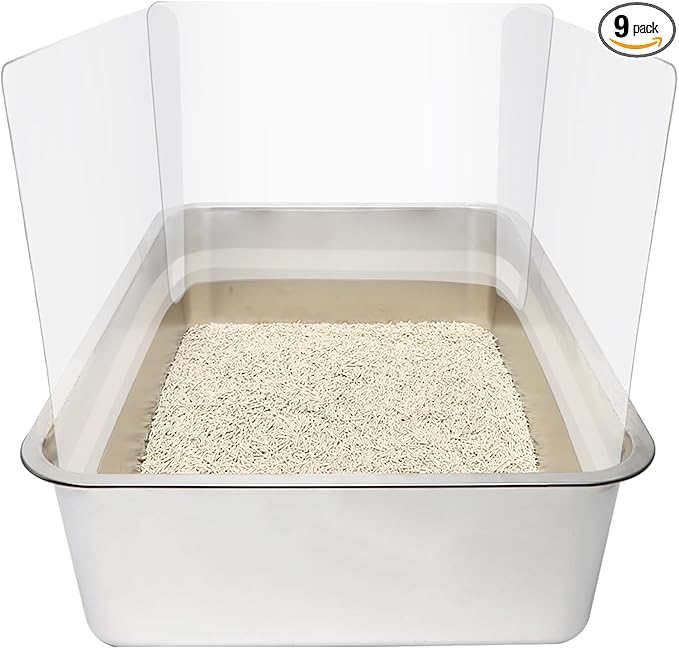 YOILES 9PCS Cat Litter Box Pee Shields,Transparent Easy Clean Splash Guard for Open Top Litter Pan 14.5×11.5in- Litter Box Not Included (9, Clear)