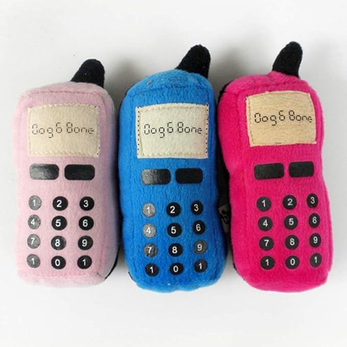 GANPUB Pink Pet Dog Puppy Funny Cellphone Shape Plush Doll Playing Training Chew Squeaky Toy - Toughs Plush Fluffy Toy for Awesome Pet for Puppy Small Medium Dog Pets,Automatic Ball Launchers