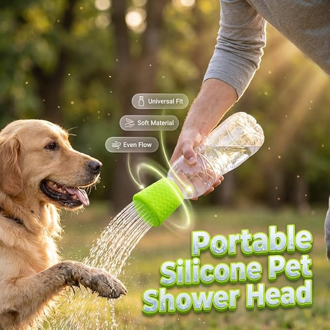3Pcs Silicone Pet Shower Head,Outdoor Dog shower Attachment,Portable Pet Outdoor Shower Heads for Camping, Hiking, Beach in- Fits Most Plastic Mineral Water Bottle (3PC)