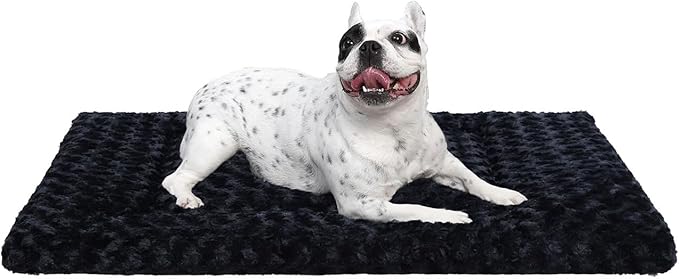 Washable Dog Bed Reversible Dog Beds for Crate Soft Fluffy Kennel Pad Anti-Slip Pet Sleeping Mat for Large Jumbo Medium Small Dogs (Black, 30.00" x 19.00" x 1.50")