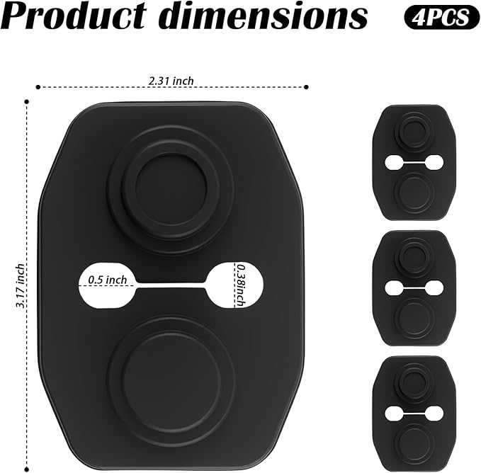 4PCS Universal Silicone Car Door Latch Covers,New Silicone Door Latch Protective Cover with 3 Layers of Shock Absorption for Protection & Noise Reduction,Soft Car Doors Strike Protector