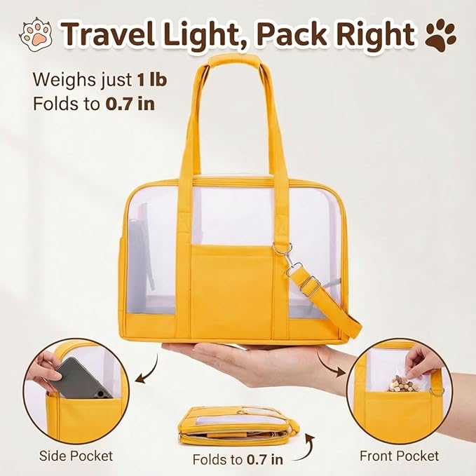 Dog Purse Carrier for Small Dogs-Pet Carrier Purse for Kitty and Puppy Soft Sided Carrier with Breathable Mesh Lightweight Pet Carrier Sling for Outing Travel Vet-Yellow