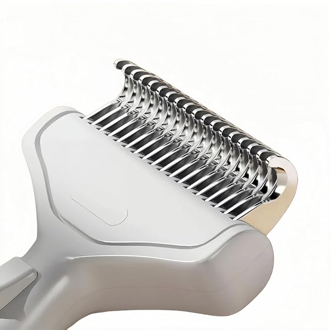 Undercoat Rake for Dogs & Cats, Dematting Deshedding Brush with Release Button, Professional Grooming Comb for Long-Haired Pets, Shedding Tool Removes Matted Fur & Loose Hair