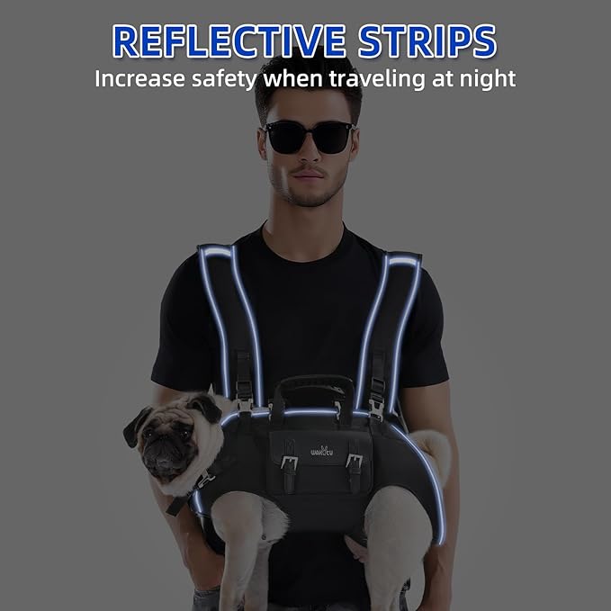 Wakytu Dog Backpack Carrier for Dogs,Dog Lift Harness,Adjustable Padded Breathable Straps for Dogs, Disabled, Joint Injuries, Arthritis,S