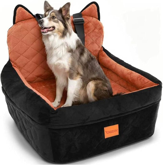 Dog Booster Car Seats for S/M Dogs Up to 35lbs,Pet Car Seat/Travel Bed with Washable&Removable Cover,Storage Pockets,Dog Safety Belt and Elevated Cushion Fits in Front/Back Seat