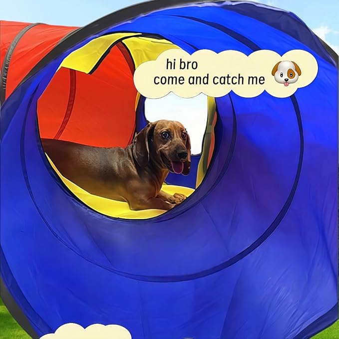 Dog Agility Tunnel for Small & Medium Dogs and Puppies – Durable Oxford Fabric, Pop-Up Exercise & Training Toy for Indoor Outdoor Play, Interactive Pet Tunnel with Storage Bag