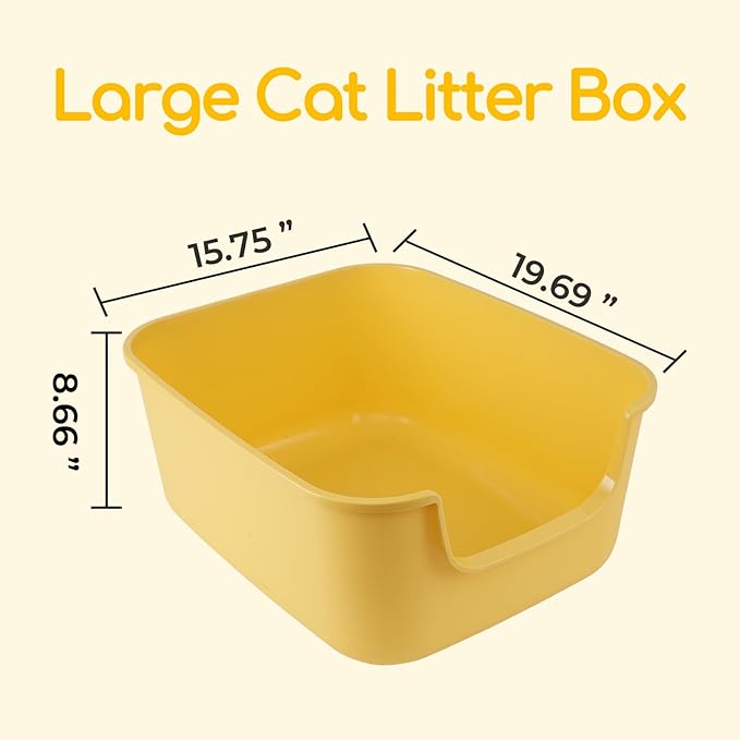 Large Cat Litter Box with High Sides,Cat Boxes for Indoor Cats,Cat Litter Pan for Kitty,Litter Box with Low Entry,Easy to Clean,Anti-Splashing (White)