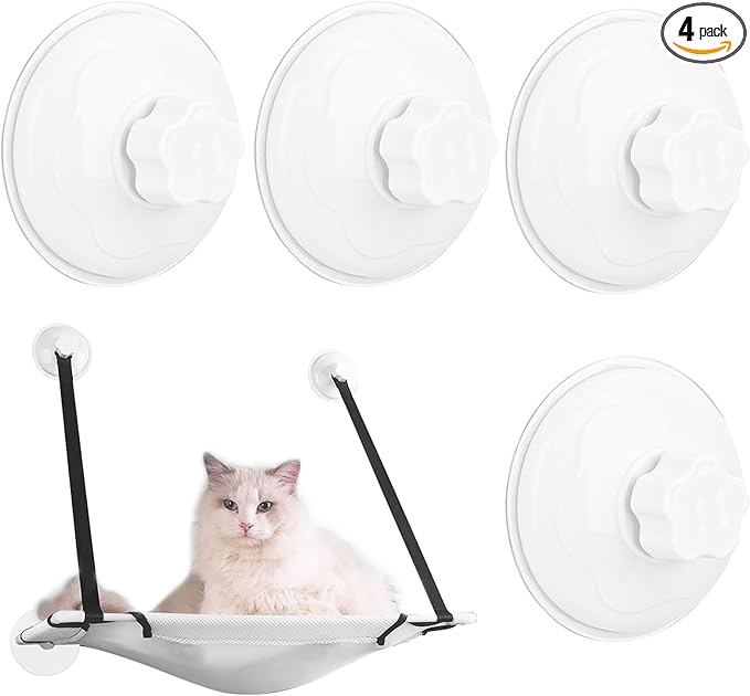 AccEncyc Thick Suction Cup Cat Perches 4Pcs Cat Hammock Replacement Screw Suction Cups for Window Seat
