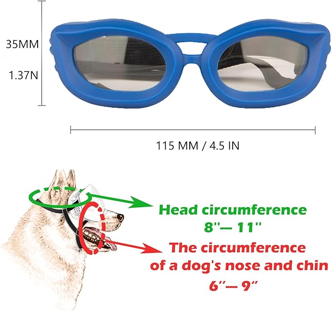 Dog Goggles Small Breed, UV/Wind/Dust/Fog Protection Pet Sunglasses with Adjustable Strap,Outdoor Dog Sunglasses for Small Dogs,Easy Wear