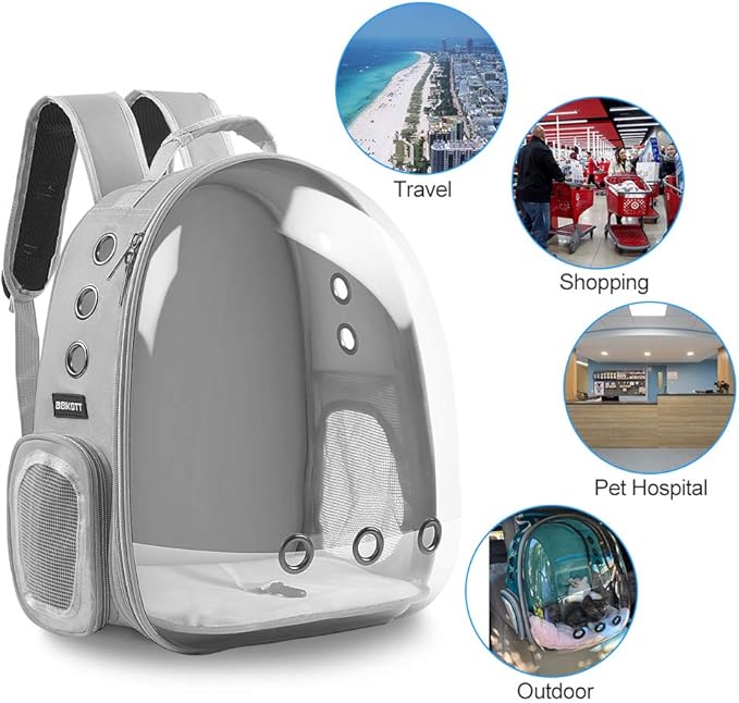 Cat Backpack Carrier, Pet Backpack, Breathable Cat Dog Space Capsule Backpack, Airline-Approved for Small Cats Dogs Birds Bunny Travel Hiking