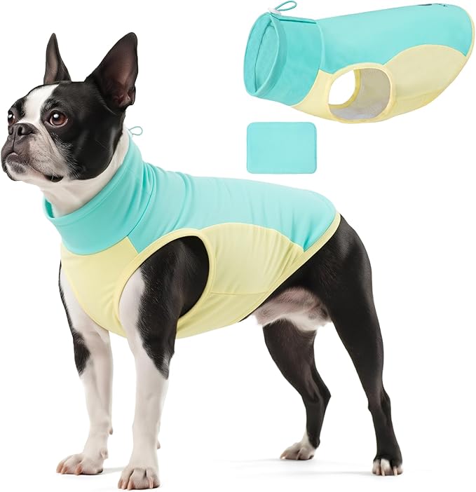 KYEESE Dog Cooling Vest, Lightweight Shirt with Insert Cooling Pad, Sun Protection Summer Heat Relief Outfit for Dogs, Reflective Dog Clothes for Outdoor Walking, Blue, S