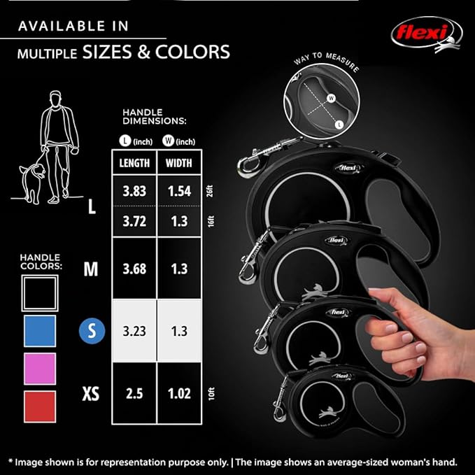 FLEXI New Classic X-Small Tape Retractable Dog Leash for Small Dogs Upto 26 lbs. – 10 ft., Black | Tangle Free Pet Walking Leash with One-Handed Brake, Pause, Lock|German Quality Product