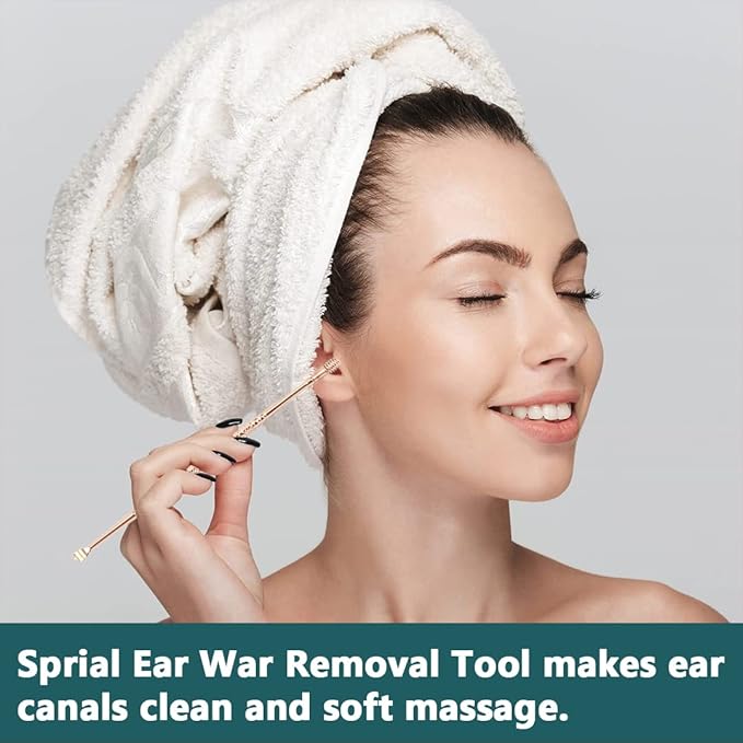 Spring Ear Wax Cleaner Tool Set Ear Cleaner Ear Cleaner Tool Ear Wax Removal Spoon Double Ended with Stainless 360° Spiral Ear Massage Cleaning Tool Ear Cleaner Cleaning Brush and Storage Box 2PCS