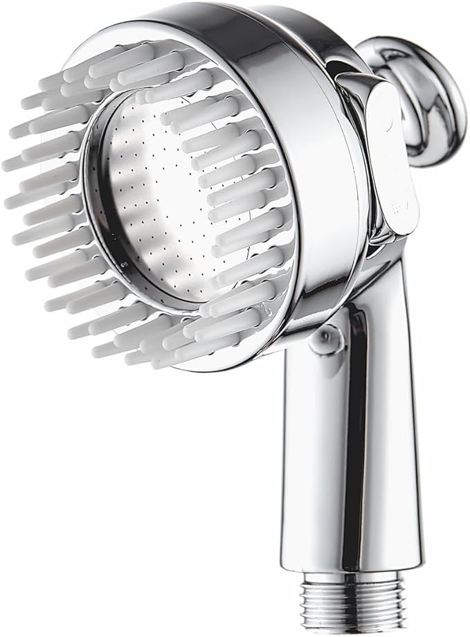 StoneStream Handheld Shower Head with Soft Comb for Foaming and Pampering Pets | High Pressure Showerhead with 3 Sprayer Setting, Built-in Bristles for a soothing grooming Routine for Dogs, Cats