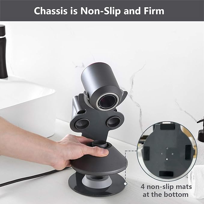 I'SMARTMOON Hair Dryer Stand Holder for Dyson Supersonic(Not Applicable to Supersonic Nural),Aluminum Alloy Bracket Power Plug Holder, Bathroom Organizer for Dyson Supersonic hairdryer(Gray)
