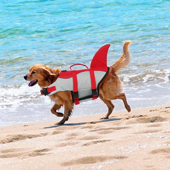 EMUST Large Dog Life Jacket, Dog Life Vests for Swimming, Small/Medium/Large Pet Life Preserver with Rescue Handle, Adjustable Pet Flotation Vest for Water at Pool, Beach, Boating (XL,Red)