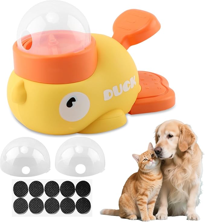 Dog Interactive Treat Dispenser, Duck-Shaped Slow Feeder Food Puzzle for Small Medium Dogs & Cats, Cat Treat Dispenser Toy Duck-Shaped