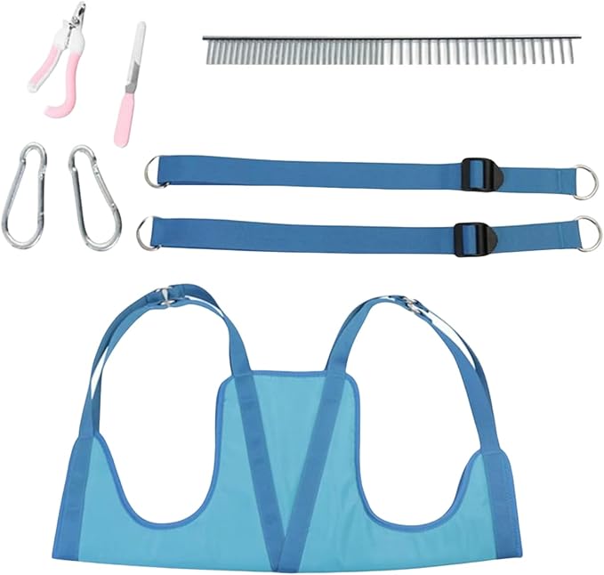 M/L Dog Grooming Hammock Harness Beauty Scissors Nails Sets Dog Cat Hammock Adjustable Can Bear 25kg (Medium)