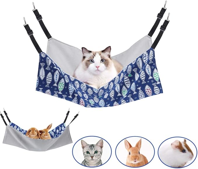 PERSUPER Cat Hammock Bed for Cage - 22x18 inch Adjustable Hanging Cat Bed Reversible hammocks for Indoor Cats, Soft Perch, Sleeping and Resting Sleepy Pad for Kitten Ferret Puppy or Small Pet