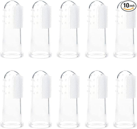 10Pcs White Dog Finger Toothbrush Food Grade Soft Bristles Pet Toothbrush, Soft Silicone Cat Toothbrush Washable and Comfortable Dog Toothbrushes