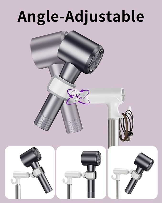 Floor Standing Hair Dryer Stand Holder, 360° Degree Rotating, 17 in - 51 in Height Adjustable Blow Dryer Stand Hands Free Works for Frozen Shoulder, Arthritis, & Wrist Pain Relief-Stand Type